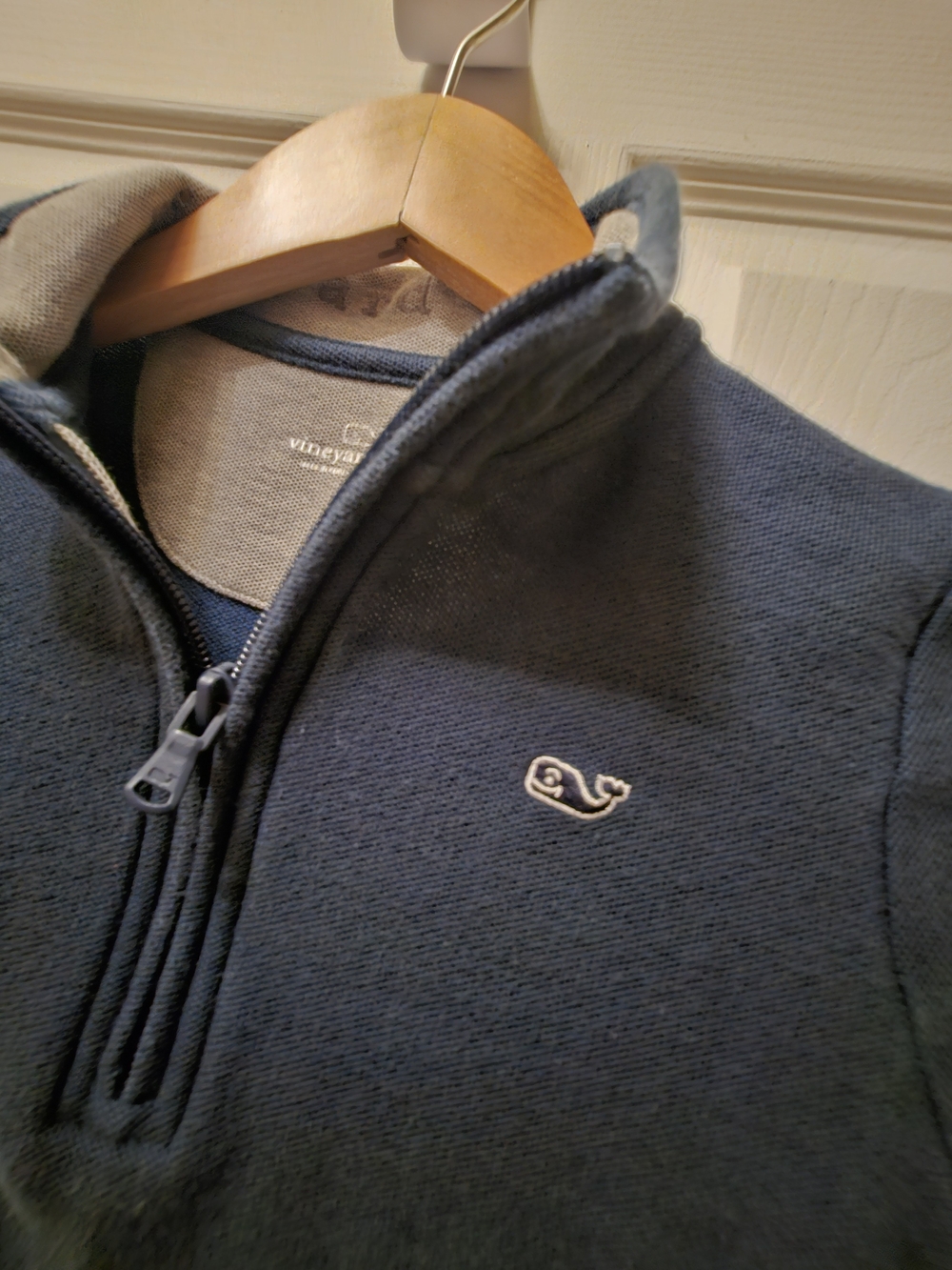 Vineyard Vines Child Navy Half-Zip Sweater with Whale Logo